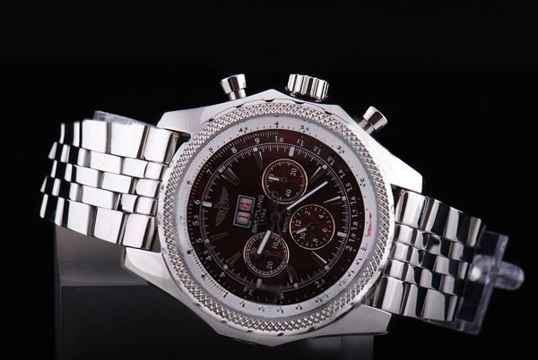 Breitling Bentley Motors 6.75 A44362 Stainless Steel Bezel Black Dial Stainless Steel Case Watch watches