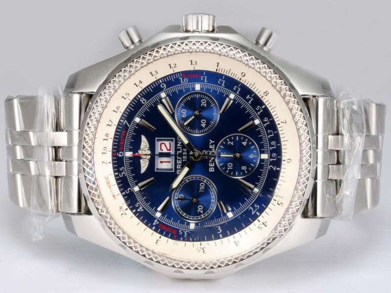 Breitling Bentley Motors 6.75 Blue Dial Blue Dial Automatic Stainless Steel Bezel Watch watches