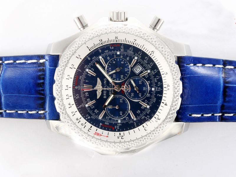 Breitling Bentley Motors 6.75 Blue Dial Midsize Stainless Steel Case Round Watch watches