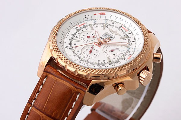 Breitling Bentley Motors 6.75 Grey Dial 18K Gold Case Rose Gold Bezel Watch watches