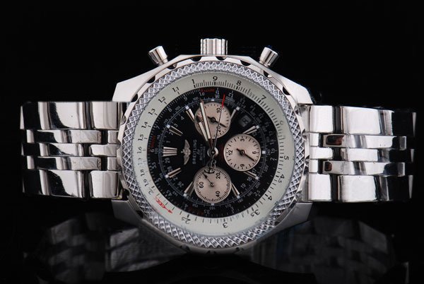 Breitling Bentley Motors Black Dial Mens Stainless Steel Bezel Watch watches