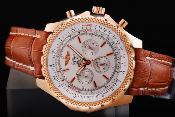 Breitling Bentley Motors Brown Dial Mens Round Brown Cow Leather Strap Watch watches