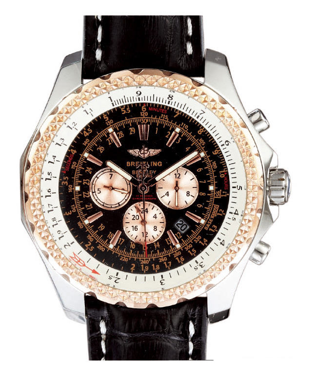 Breitling Bentley Motors GMT A2536212/Q502-970A Black Cow Leather Strap Black Dial Round Watch watches