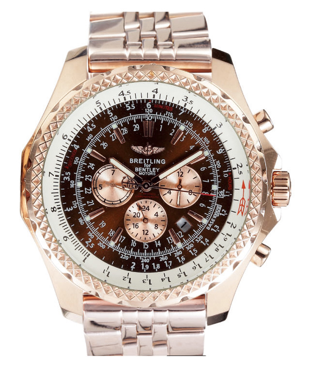 Breitling Bentley Motors GMT R2536712/B953 Rose Gold Stainless Steel Strap Black Dial Round Watch watches