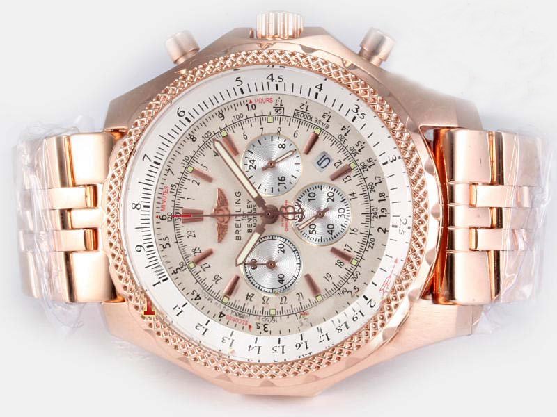 Breitling Bentley Motors GMT Red Gold Grey 49mm Pink Rose Gold Strap Pink Dial Watch watches