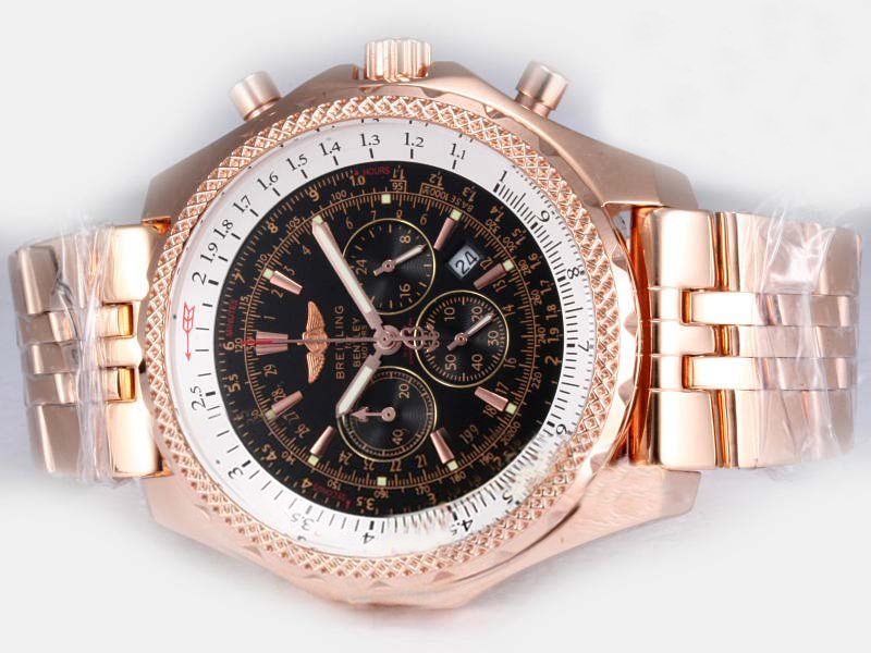Breitling Bentley Motors GMT Red Gold Grey Round Midsize Quartz Chronograph Watch watches