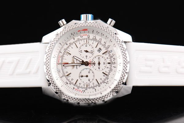 Replica Breitling Bentley Motors Grey Dial 48mm White Cow Leather Strap Midsize Watch Watch