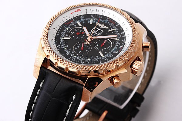 Breitling Bentley Motors Grey Dial Black Cow Leather Strap Round Mens Watch watches