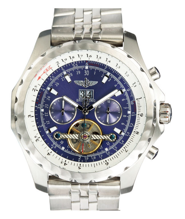 Breitling Bentley Motors Mulliner Tourbillon A2536313/C618 Blue Dial Stainless Steel Bezel Watch watches