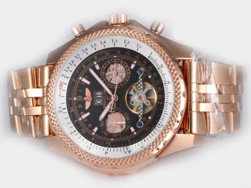 Breitling Bentley Motors Mulliner Tourbillon Beige Dial Rose Gold Bezel Mens Rose Gold Case Watch watches