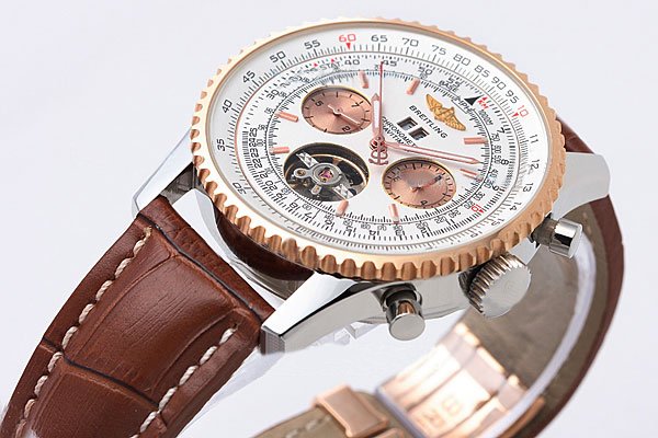 Breitling Bentley Motors Mulliner Tourbillon Beige Dial Round Rose Gold Case White Dial Watch watches