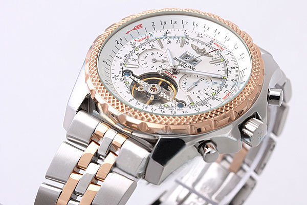 Breitling Bentley Motors Mulliner Tourbillon Beige Dial Silver Rose Gold Strap 40mm Mens Watch watches