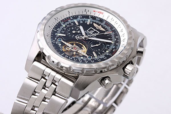 Breitling Bentley Motors Mulliner Tourbillon Beige Dial Stainless Steel Case Round Blue Dial Watch watches
