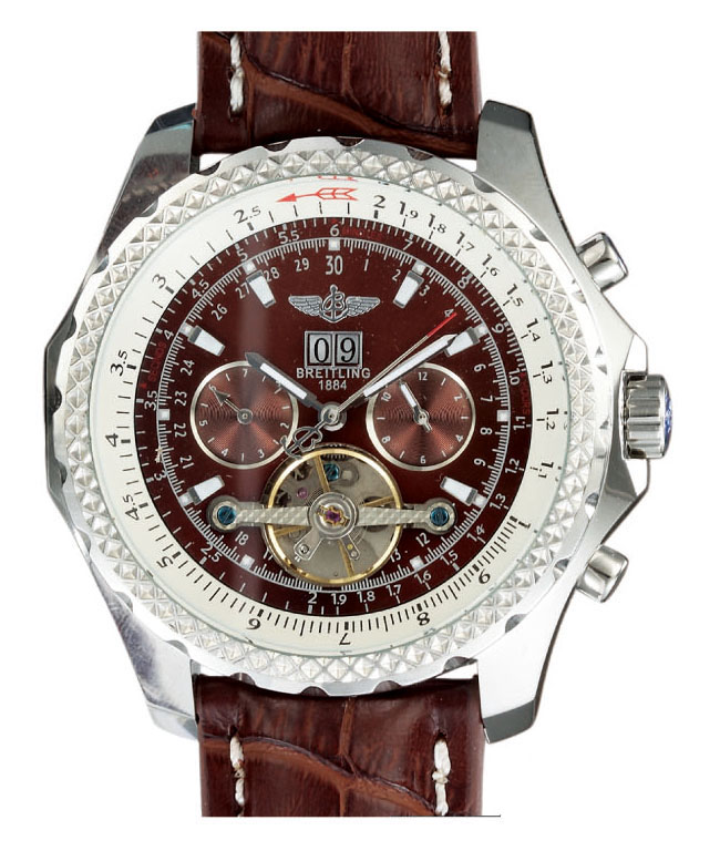 Breitling Bentley Motors Mulliner Tourbillon H18841 Round Midsize Brown Cow Leather Strap Watch watches
