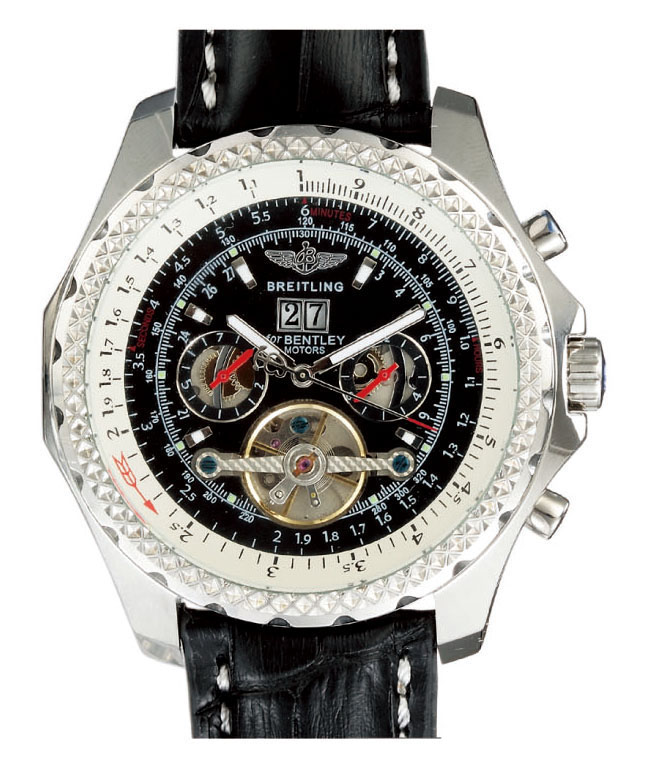 Breitling Bentley Motors Mulliner Tourbillon L18841 Black Ostrich Leather Strap Mens Watch watches
