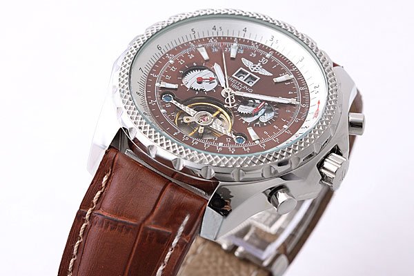 Breitling Bentley Motors Mulliner Tourbillon L18841 Round Brown Ostrich Leather Strap Watch watches