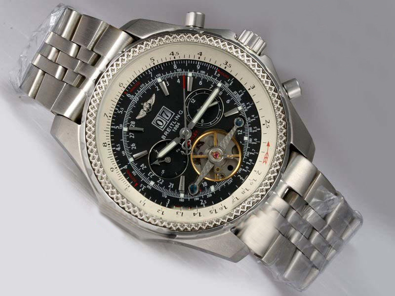 Breitling Bentley Motors Mulliner Tourbillon L18841 Stainless Steel Bezel Black Dial Watch watches