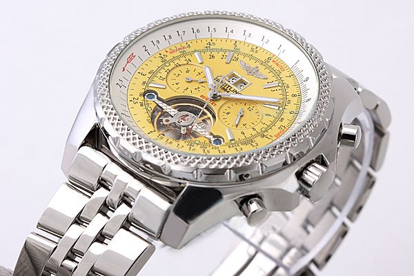 Breitling Bentley Motors Mulliner Tourbillon L18841 Yellow Dial Round Automatic Watch watches