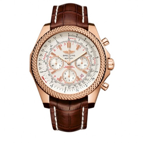 Breitling Bentley Motors Silver Dial Chronograph Rose Gold Care Brown Leather Men's Watch R2536712-G674BRCD watches