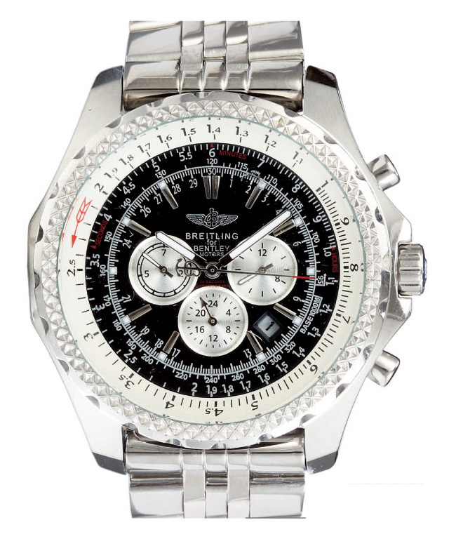 Breitling Bentley Motors T A2536212/B686 Black Dial Silver Titanium Strap Watch watches