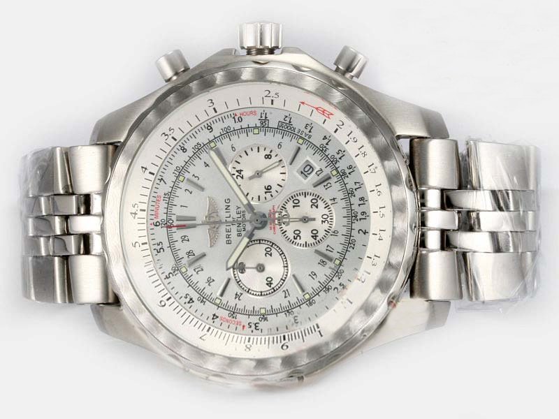 Breitling Bentley Motors T A2536313/G552-974A Round Silver Stainless Steel Strap White Dial Watch watches