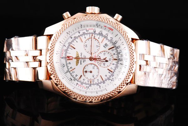 Breitling Bentley Motors T A2536513/g675-SS 49mm Red Rose Gold Strap White Dial Watch watches