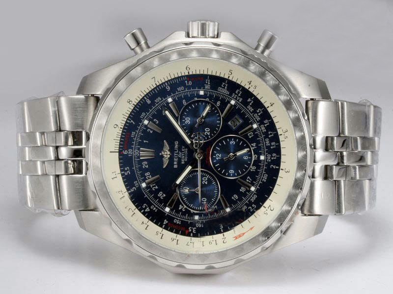 Breitling Bentley Motors T Black Dial Silver Stainless Steel Strap Round Mens Watch watches