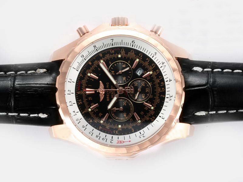 Breitling Bentley Motors T Black Dial Stainless Steel Bezel Black Stainless Steel Strap Mens Watch watches