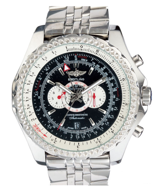 Breitling Bentley Supersports A2636416/BB64-SS White Stainless Steel Strap Black Dial Round Watch watches