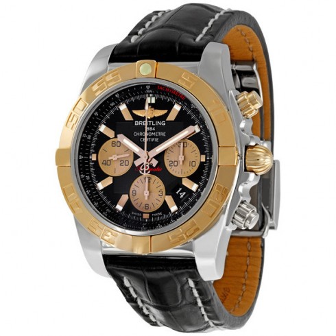 Breitling Chronomat 01 Black Leather Strap Chronograph Men's Watch CB011012-B968BKCD watches
