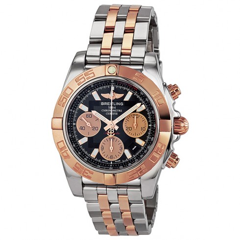 Breitling Chronomat 41 Automatic Black Dial 18 kt Rose Gold and Steel Men's Watch CB014012-BA53 watches