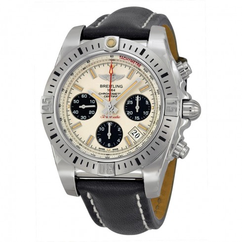 Breitling Chronomat 41 Mechanical Silver Dial Black Leather Men's Watch AB01442J-G787BKLT watches