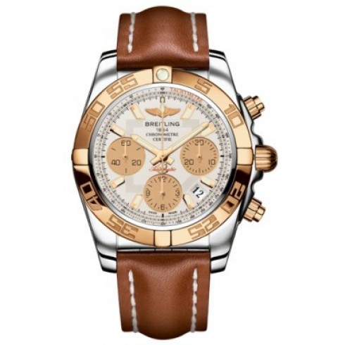 Breitling Chronomat 41 Silver Dial Brown Leather Men's Watch CB014012-G713BRLT watches