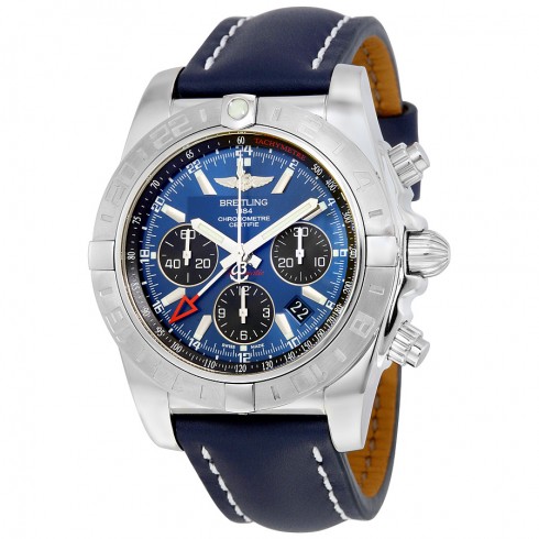 Breitling Chronomat 44 Automatic Blue Dial Bue Leather Men's Watch AB042011-C852BLLT watches