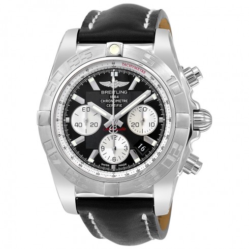 Breitling Chronomat 44 Black Dial Black Leather Men's Watch AB011011-B967BKLT watches