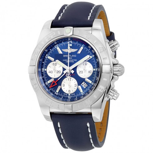 Breitling Chronomat 44 Blue Dial Bue Leather Men's Watch AB042011-C851BLLT watches