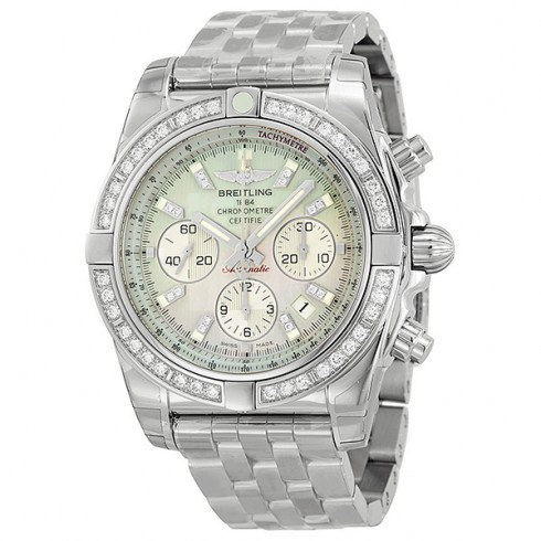 Breitling Chronomat 44 Mother of Pearl Dial Diamond Bezel Men's Watch AB011053-G686SS watches