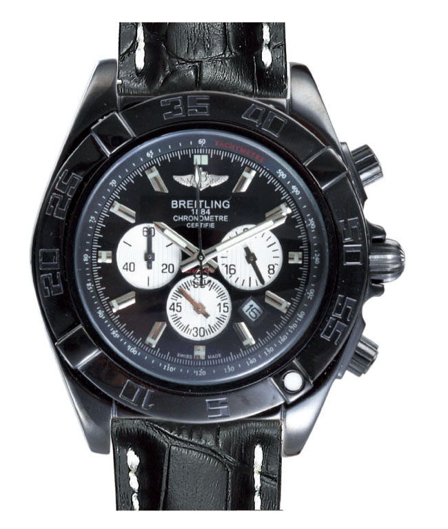 Breitling Chronomat B01 AB011012/B967-1CD 43.5mm Mens Black Crocodile Leather Strap Watch watches