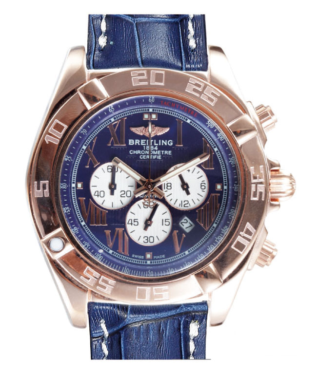 Breitling Chronomat B01 AB011012/C783-3CD Rose Gold Case Blue Dial 43.5mm Watch watches