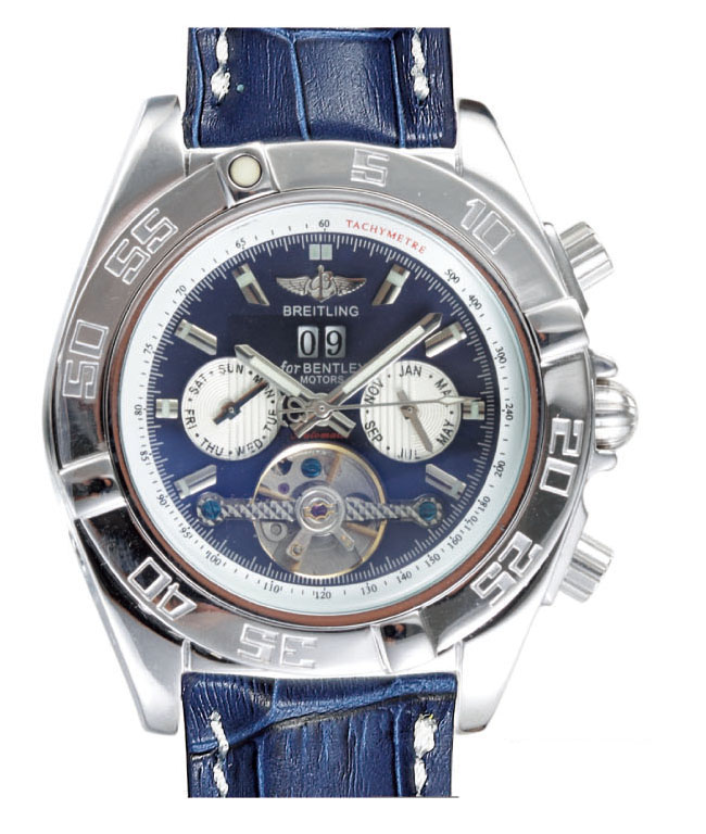 Breitling Chronomat B01 AB011012/C788 Round Blue Dial Blue Crocodile Leather Strap Watch watches