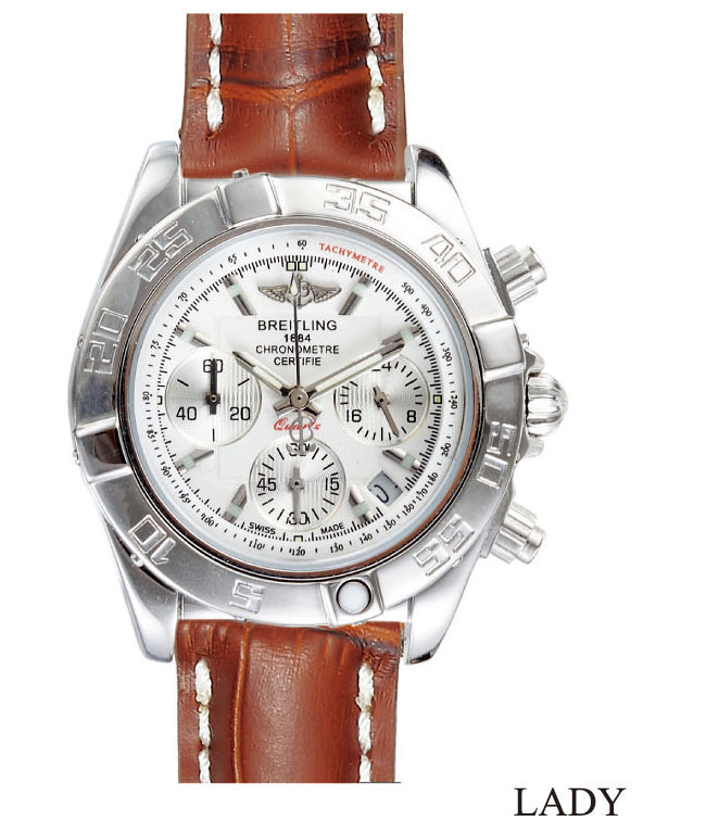 Breitling Chronomat B01 AB011012/G685 43.5mm Brown Crocodile Leather Strap White Dial Watch watches