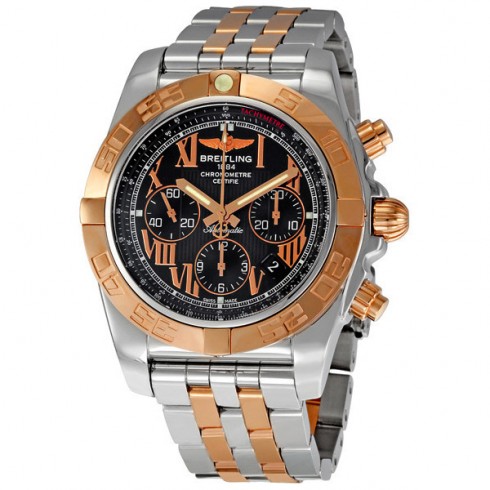 Breitling Chronomat Black Dial 18k Rose Gold & Steel Men's Watch CB011012-B957TT watches