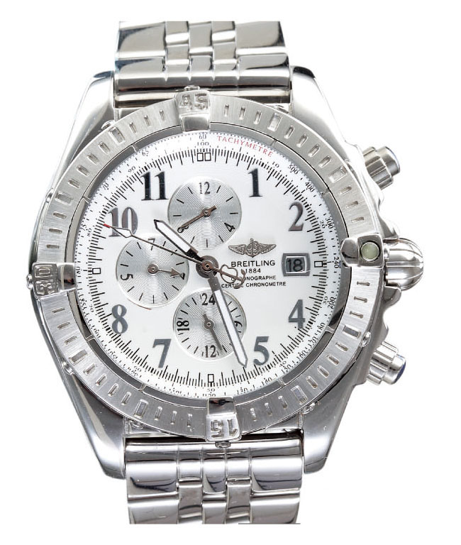 Breitling Chronomat Evolution A1335611/A573-SS Round Silver Stainless Steel Strap White Dial Watch watches