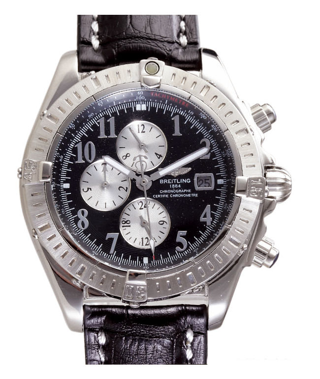 Breitling Chronomat Evolution A1335611/B719-1CD Black Crocodile Leather Strap Mens Watch watches