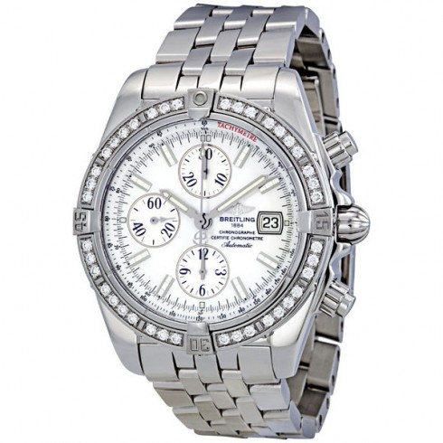 Breitling Chronomat Mother of Pearl Dial Diamond Bezel Men's Watch A1335653-A569SS watches