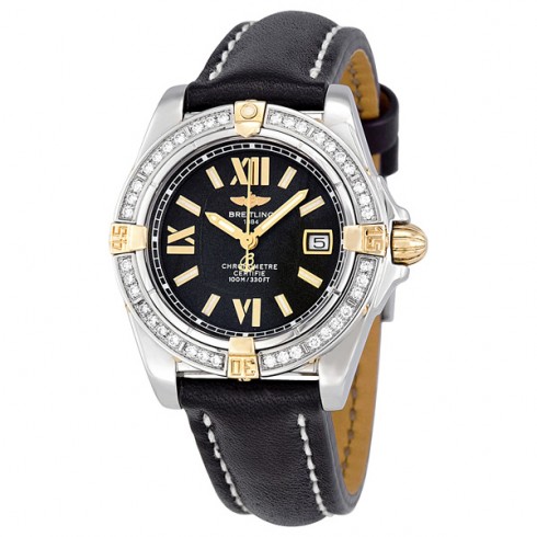 Breitling Cockpit Lady Diamond Black Dial Black Leather Watch B7135653-B910BKLT watches