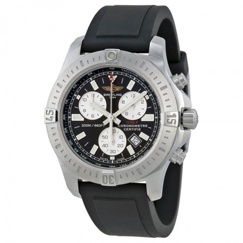 Breitling Colt Chronograph Black Dial Black Rubber Men's Watch A7338811-BD43 watches