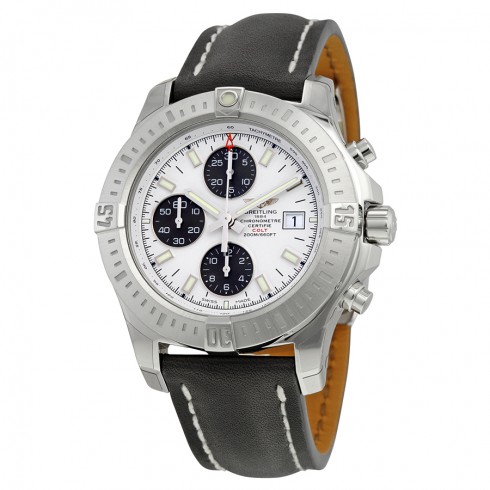 Breitling Colt Chronograph Automatic Stratus Silver Dial Black Leather Men's Watch A1338811-G804BKLD watches