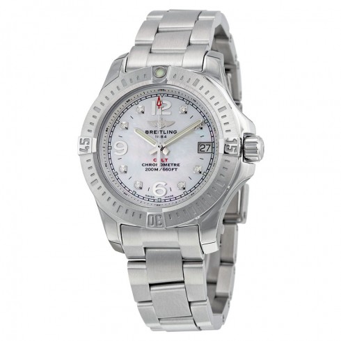 Breitling Colt Lady Quartz Mother of Pearl Diamond Stainless Steel Watch A7738811-A769SS watches