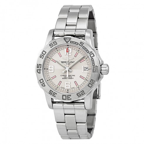 Breitling Colt Silver Rose Dial Stainless Steel Ladies Watch A7738711-G765SS watches